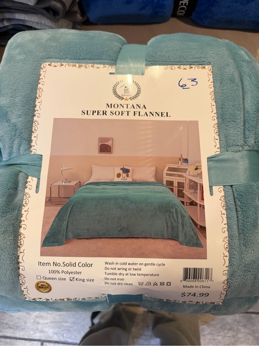 Super Soft Flannel King Blanket - Teal